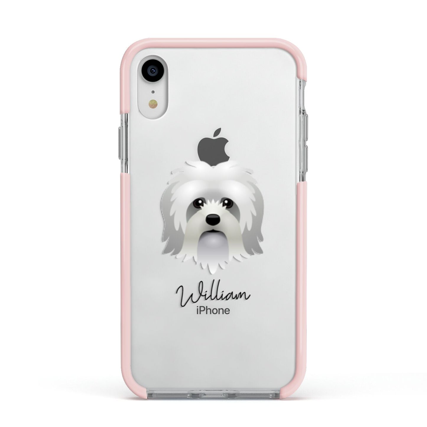 Lo wchen Personalised Apple iPhone XR Impact Case Pink Edge on Silver Phone