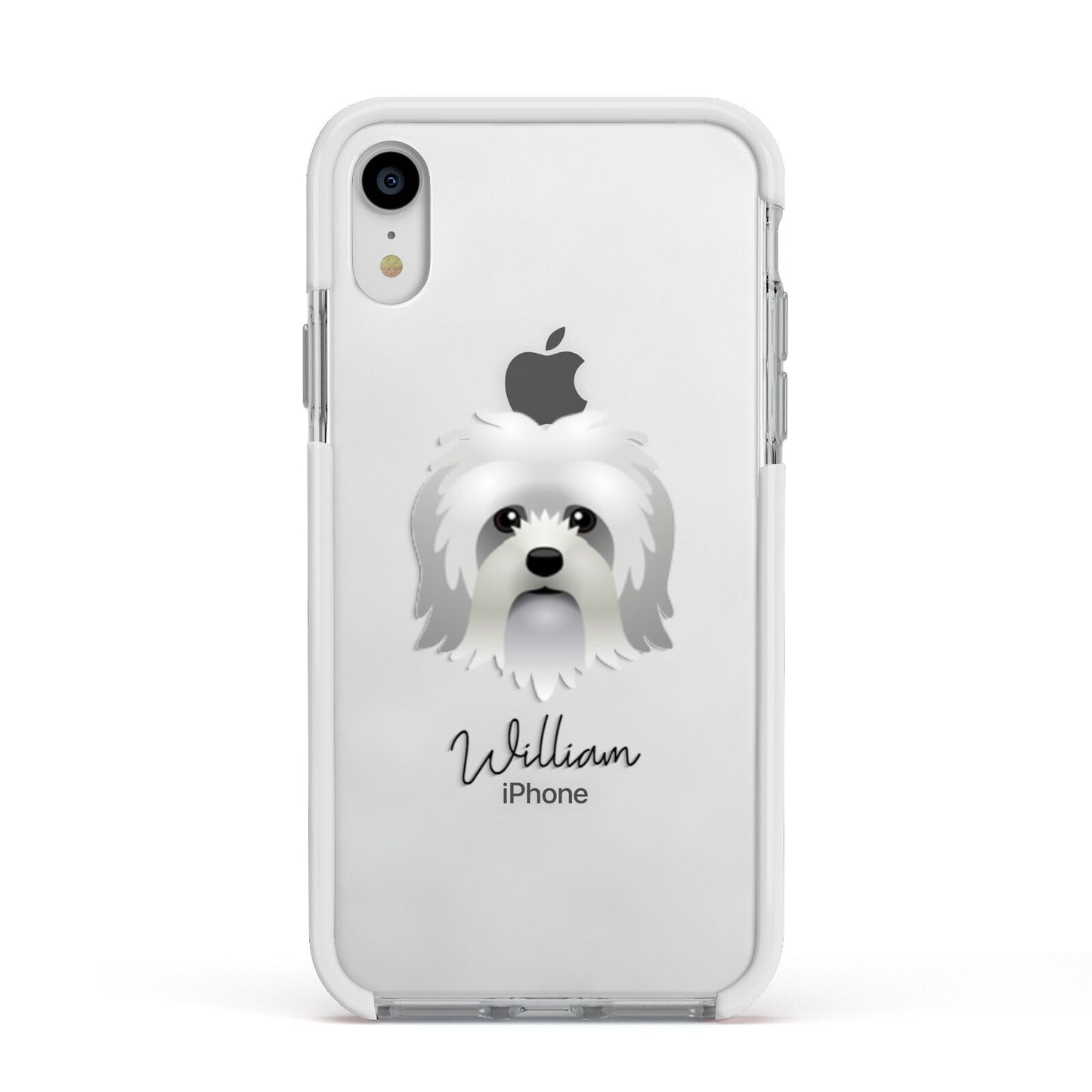 Lo wchen Personalised Apple iPhone XR Impact Case White Edge on Silver Phone