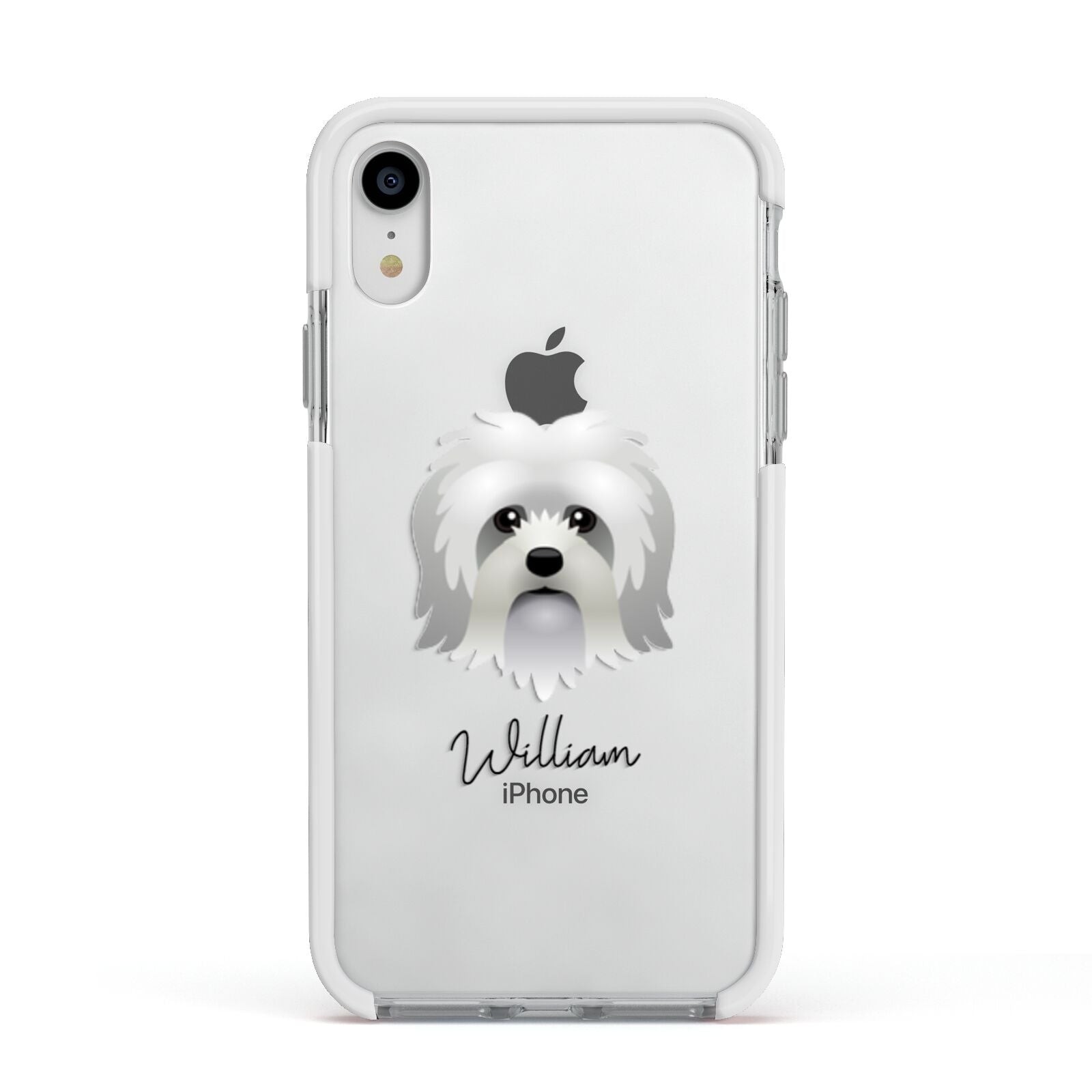 Lo wchen Personalised Apple iPhone XR Impact Case White Edge on Silver Phone