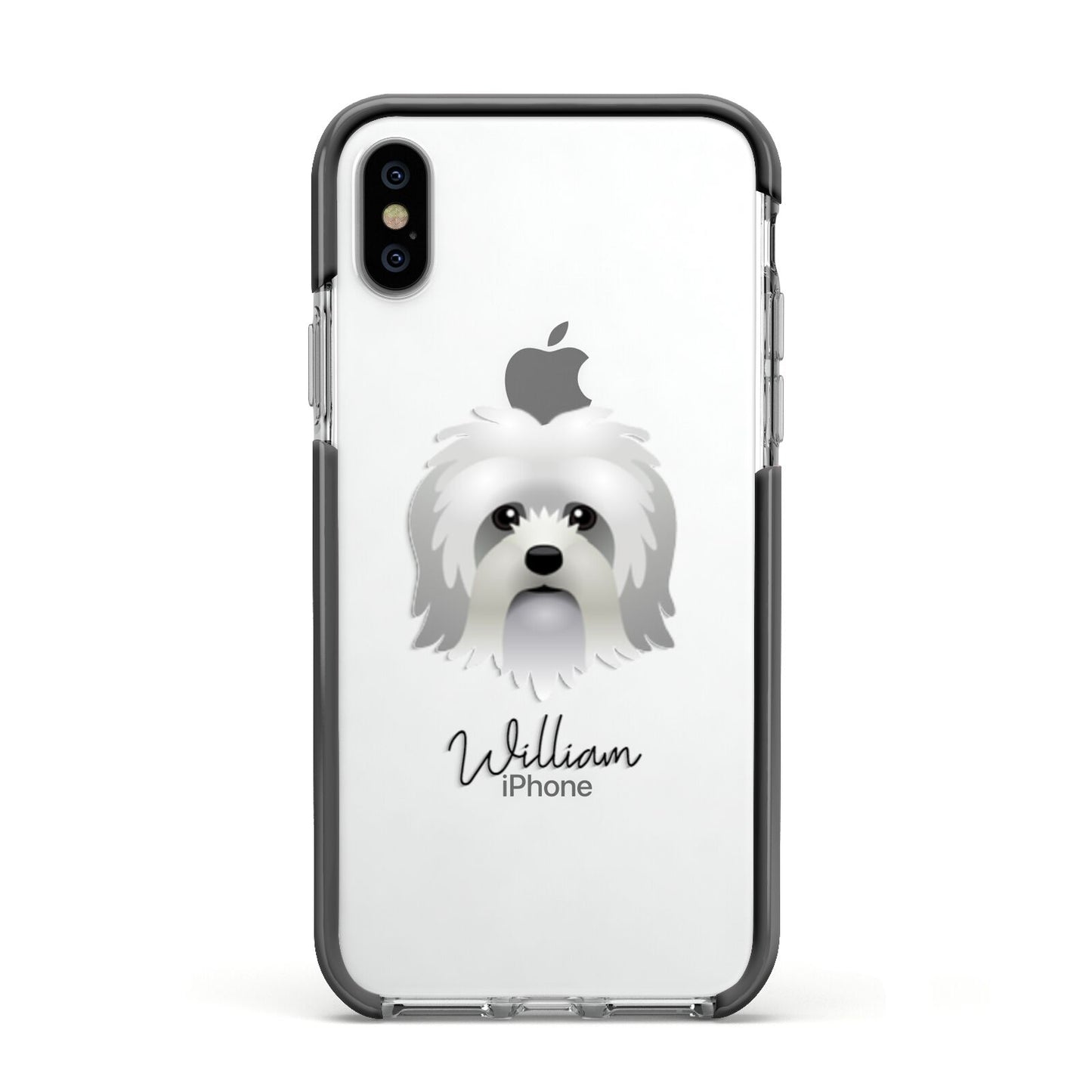 Lo wchen Personalised Apple iPhone Xs Impact Case Black Edge on Silver Phone