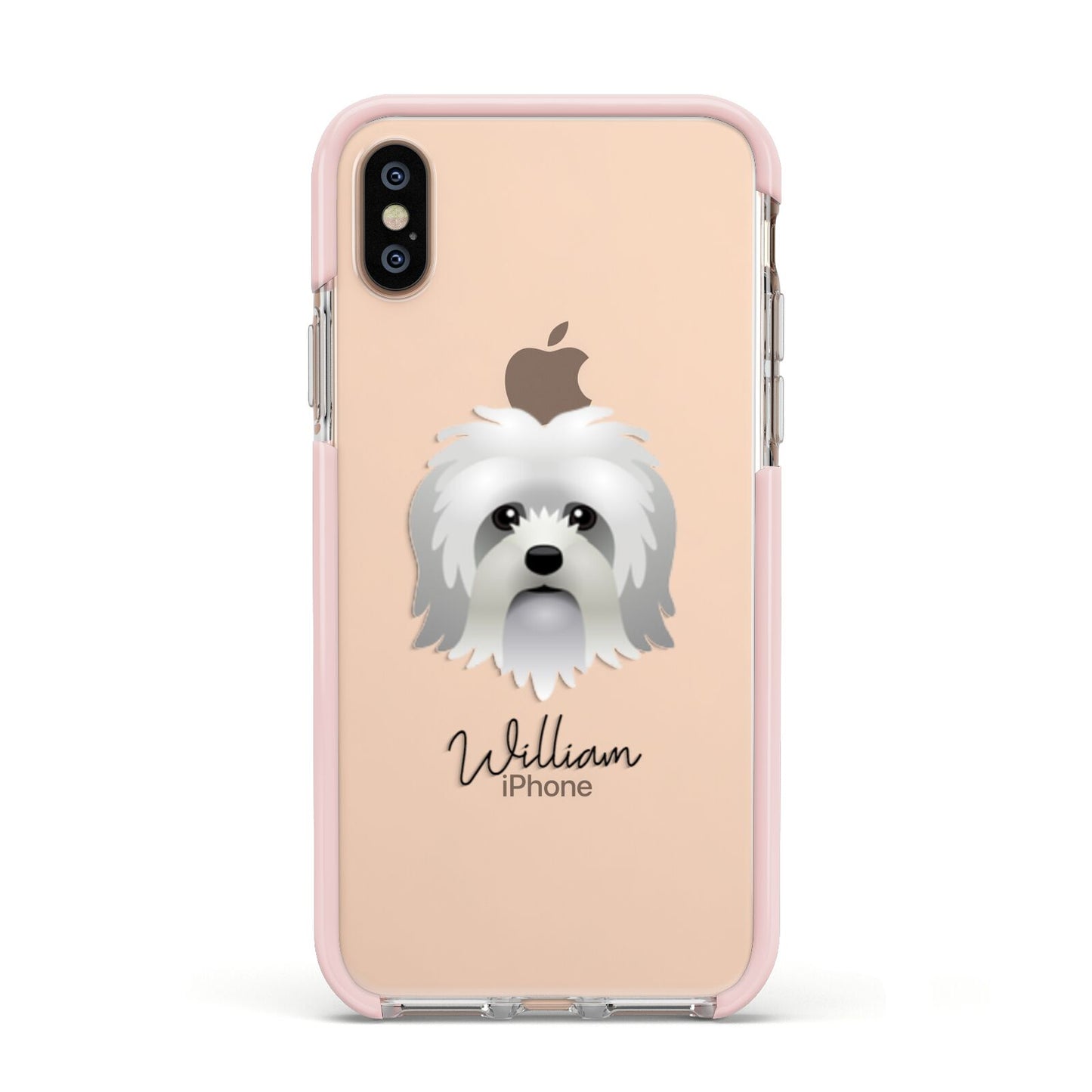 Lo wchen Personalised Apple iPhone Xs Impact Case Pink Edge on Gold Phone