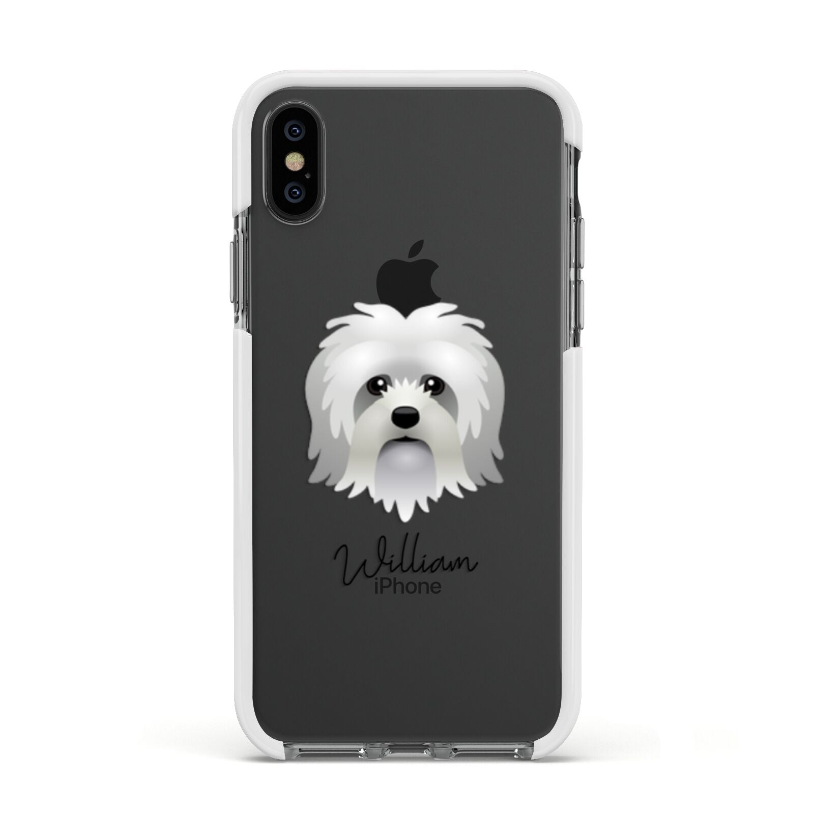 Lo wchen Personalised Apple iPhone Xs Impact Case White Edge on Black Phone