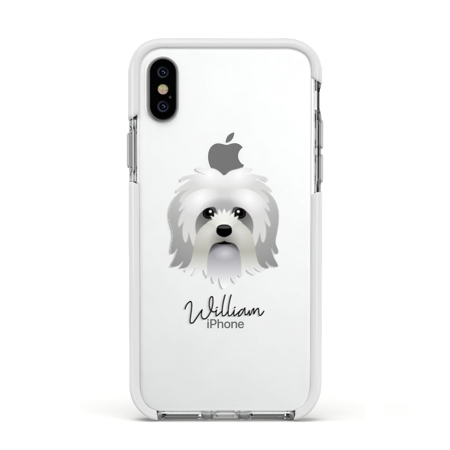 Lo wchen Personalised Apple iPhone Xs Impact Case White Edge on Silver Phone