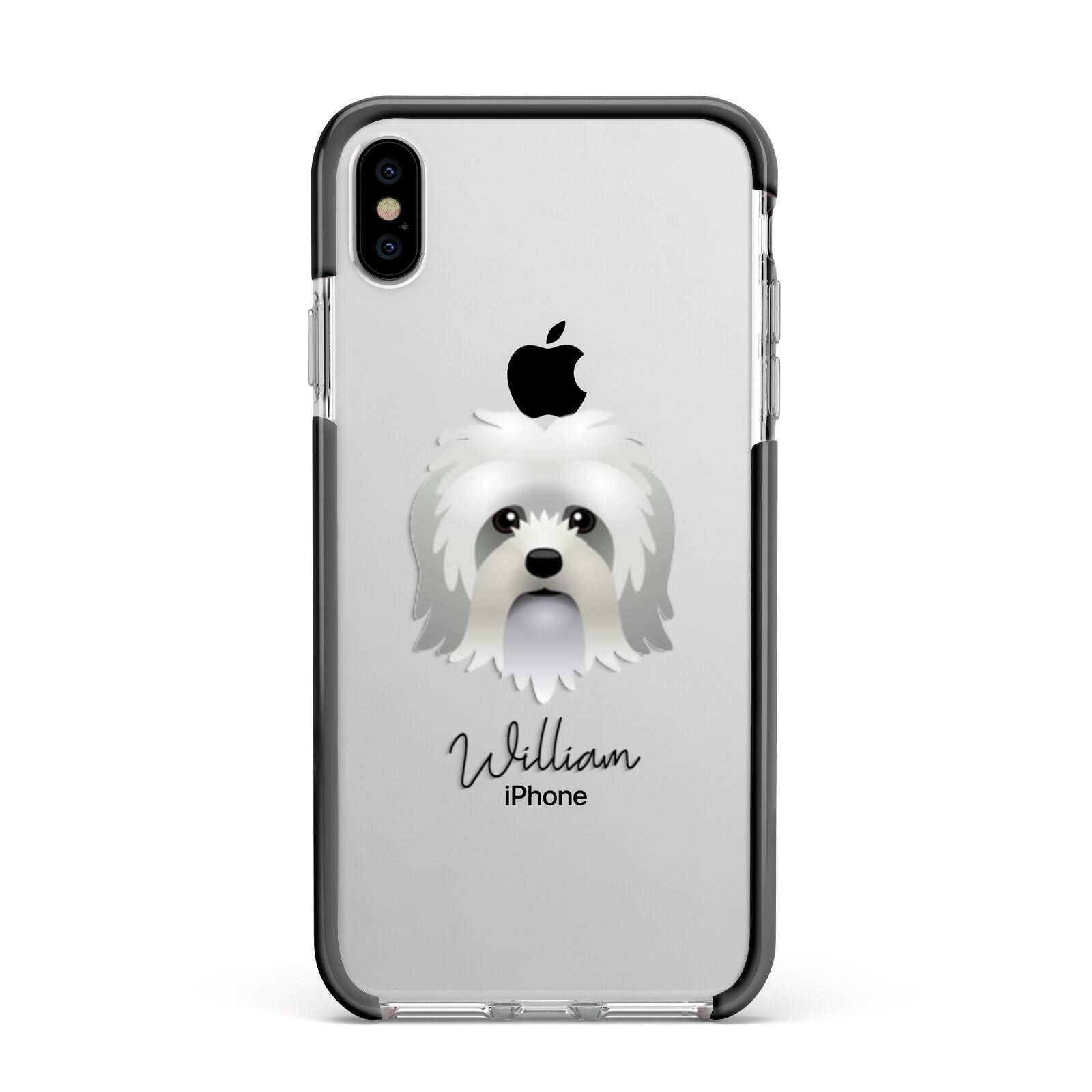 Lo wchen Personalised Apple iPhone Xs Max Impact Case Black Edge on Silver Phone