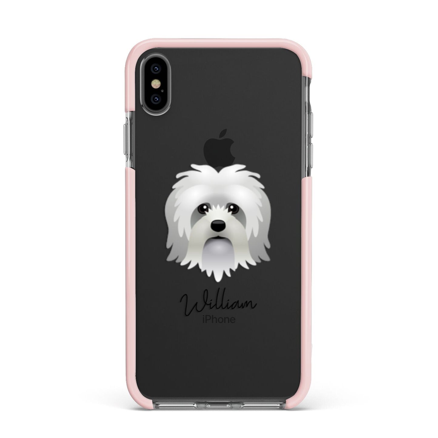 Lo wchen Personalised Apple iPhone Xs Max Impact Case Pink Edge on Black Phone