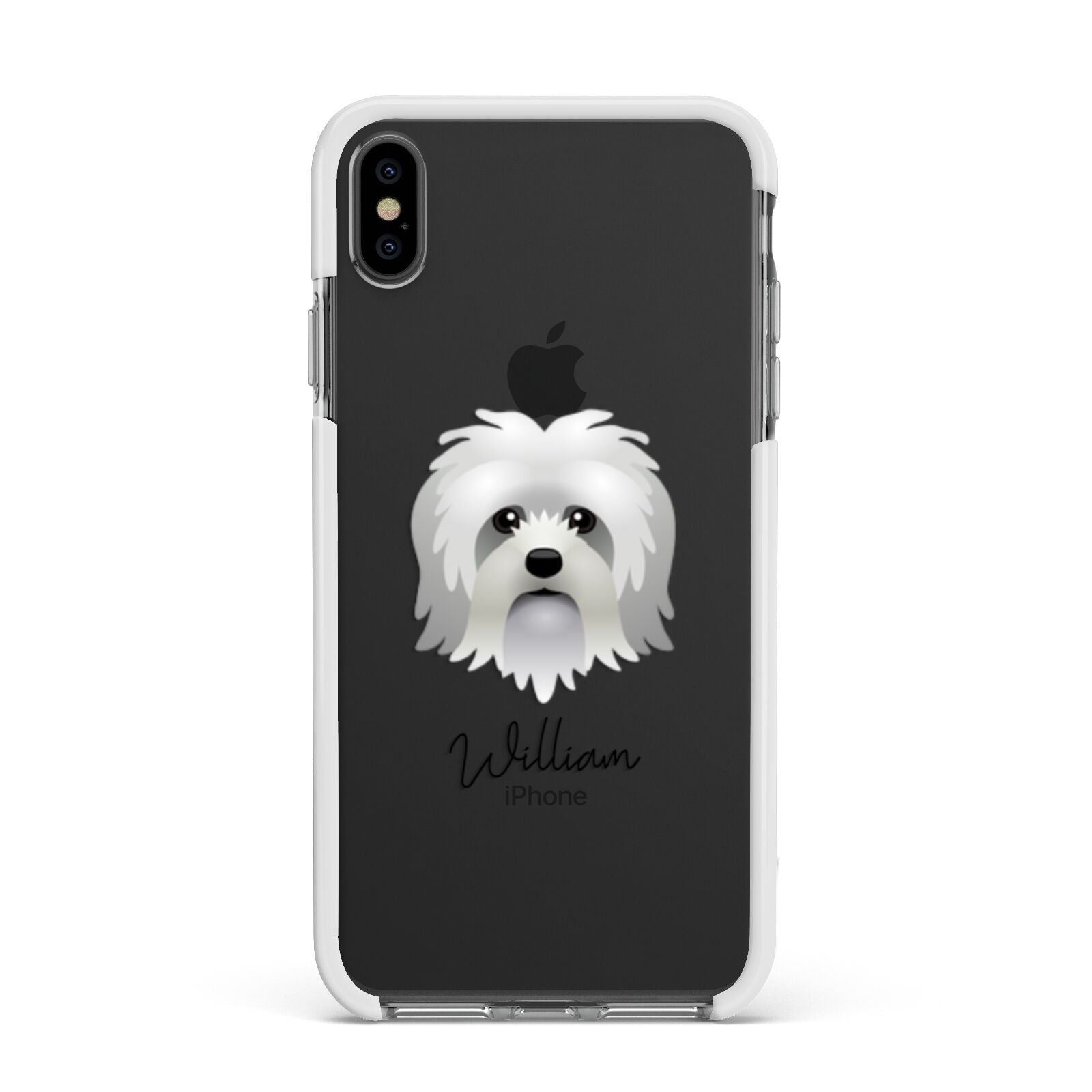 Lo wchen Personalised Apple iPhone Xs Max Impact Case White Edge on Black Phone
