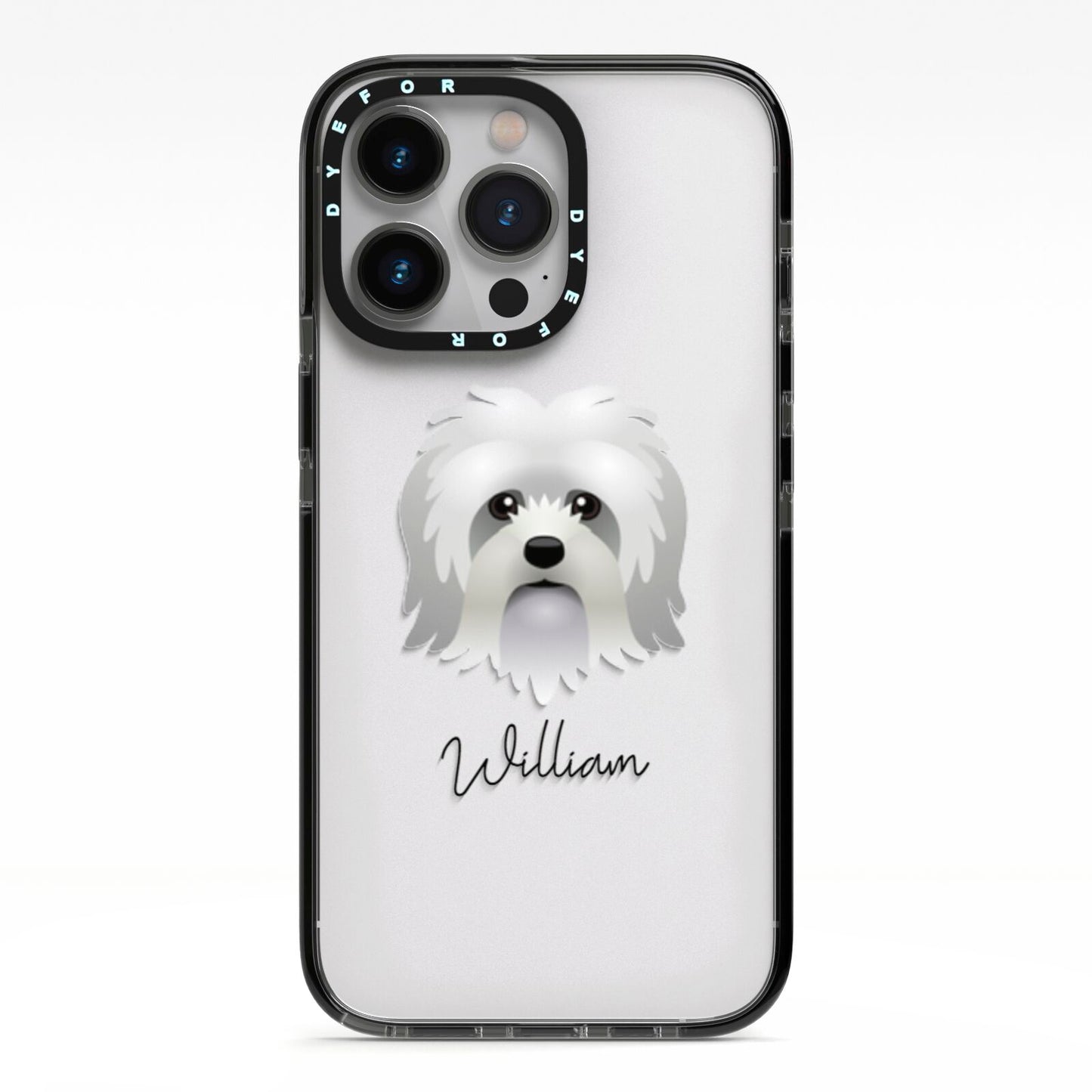 Lo wchen Personalised iPhone 13 Pro Black Impact Case on Silver phone