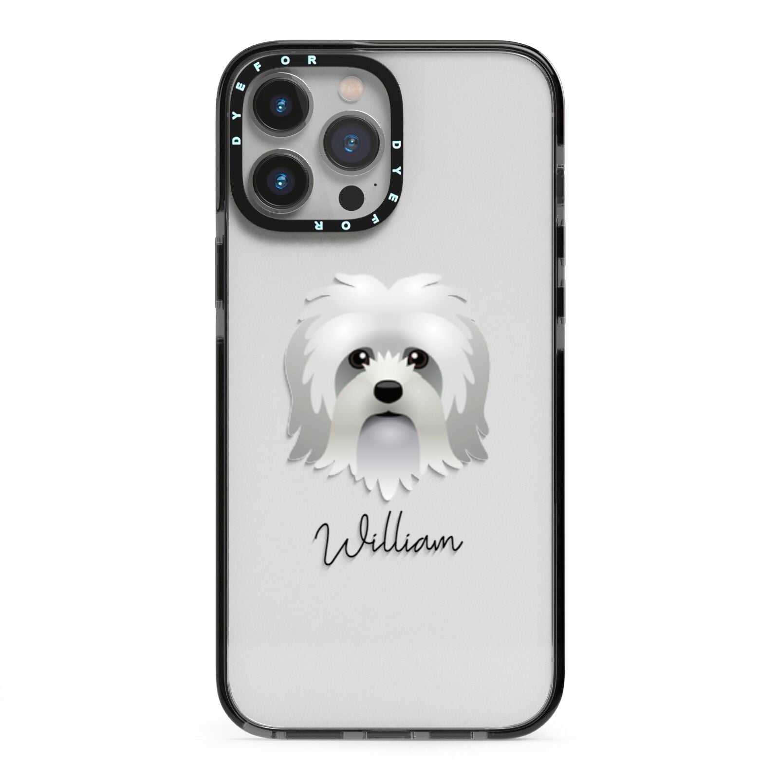 Lo wchen Personalised iPhone 13 Pro Max Black Impact Case on Silver phone
