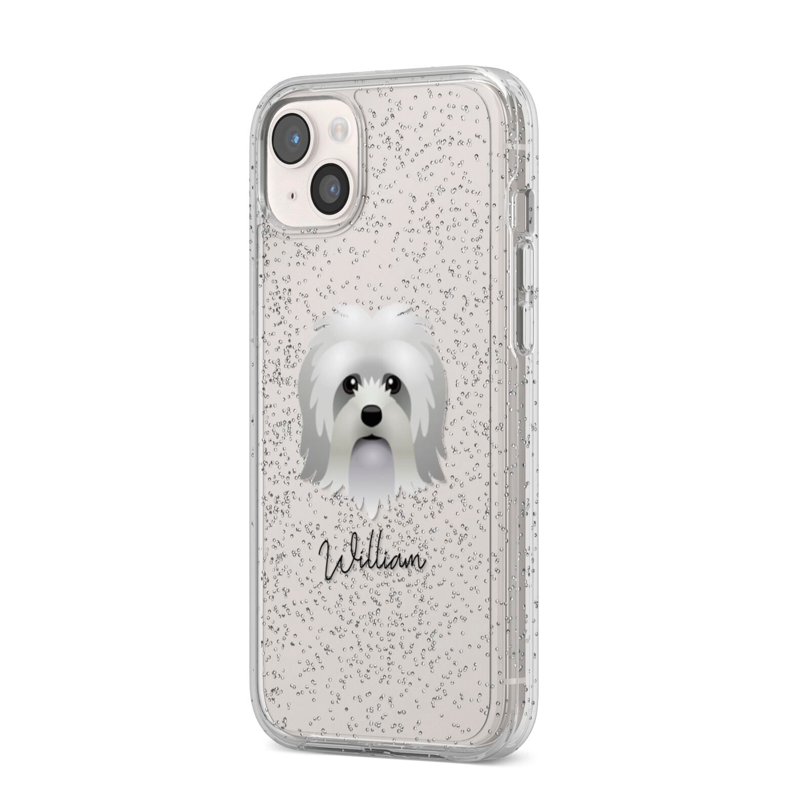 Lo wchen Personalised iPhone 14 Plus Glitter Tough Case Starlight Angled Image
