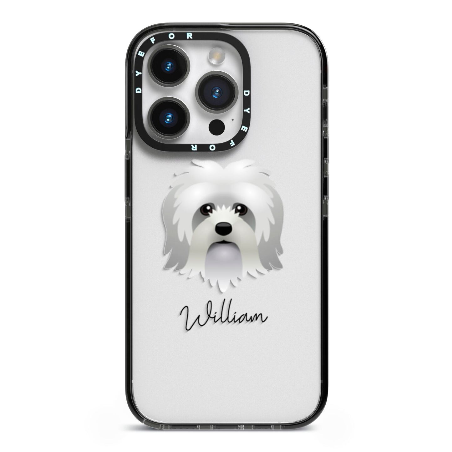 Lo wchen Personalised iPhone 14 Pro Black Impact Case on Silver phone