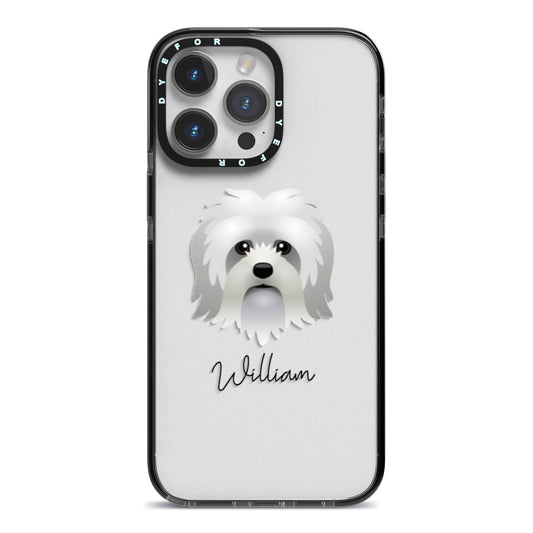 Lo wchen Personalised iPhone 14 Pro Max Black Impact Case on Silver phone