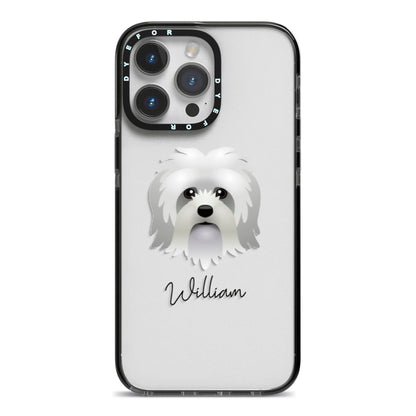 Lo wchen Personalised iPhone 14 Pro Max Black Impact Case on Silver phone