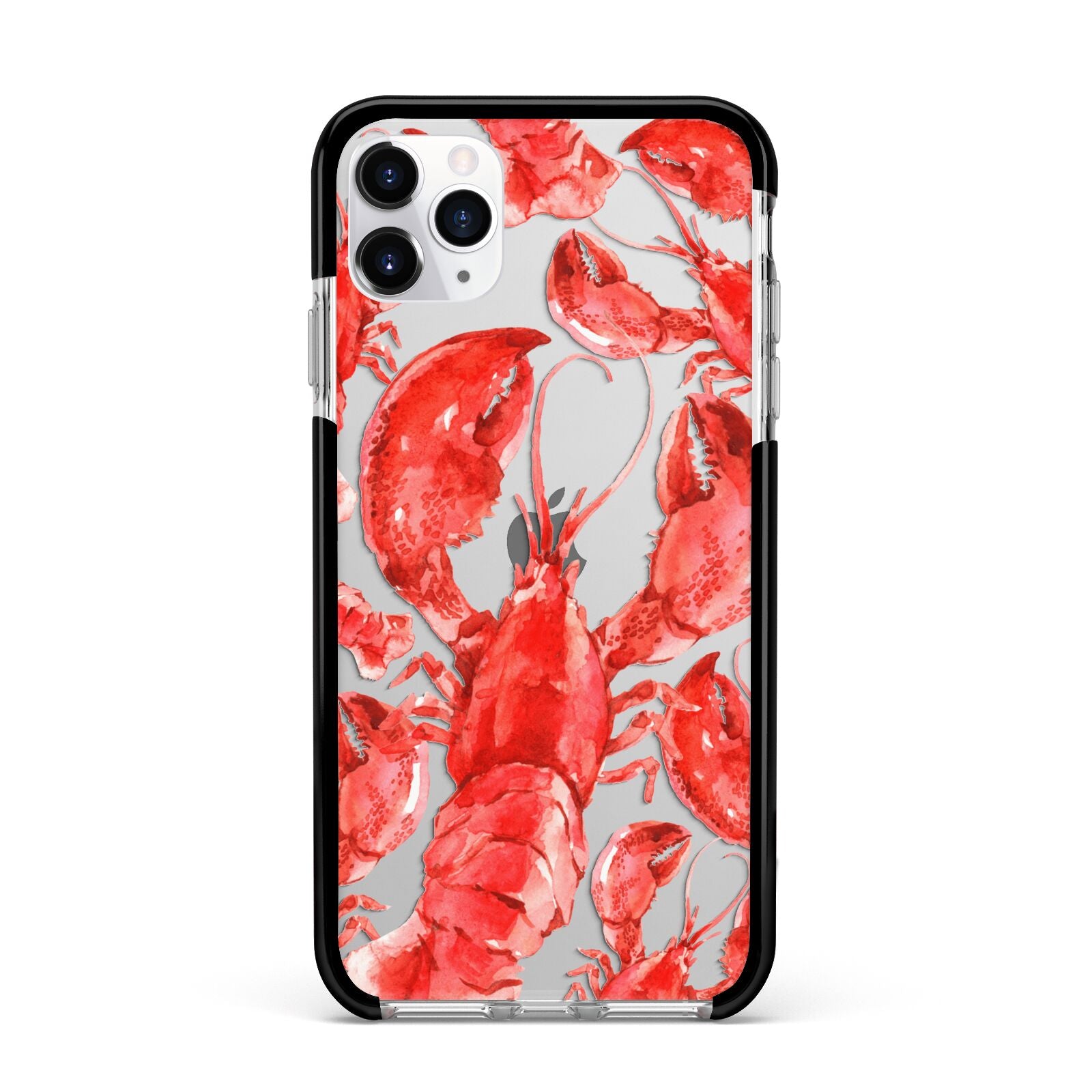 Lobster Apple iPhone 11 Pro Max in Silver with Black Impact Case