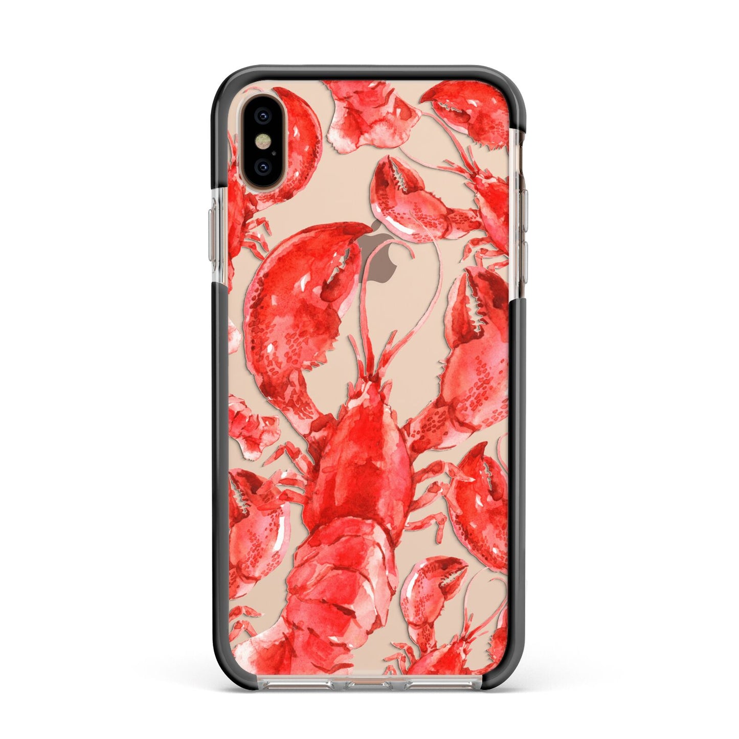 Lobster Apple iPhone Xs Max Impact Case Black Edge on Gold Phone