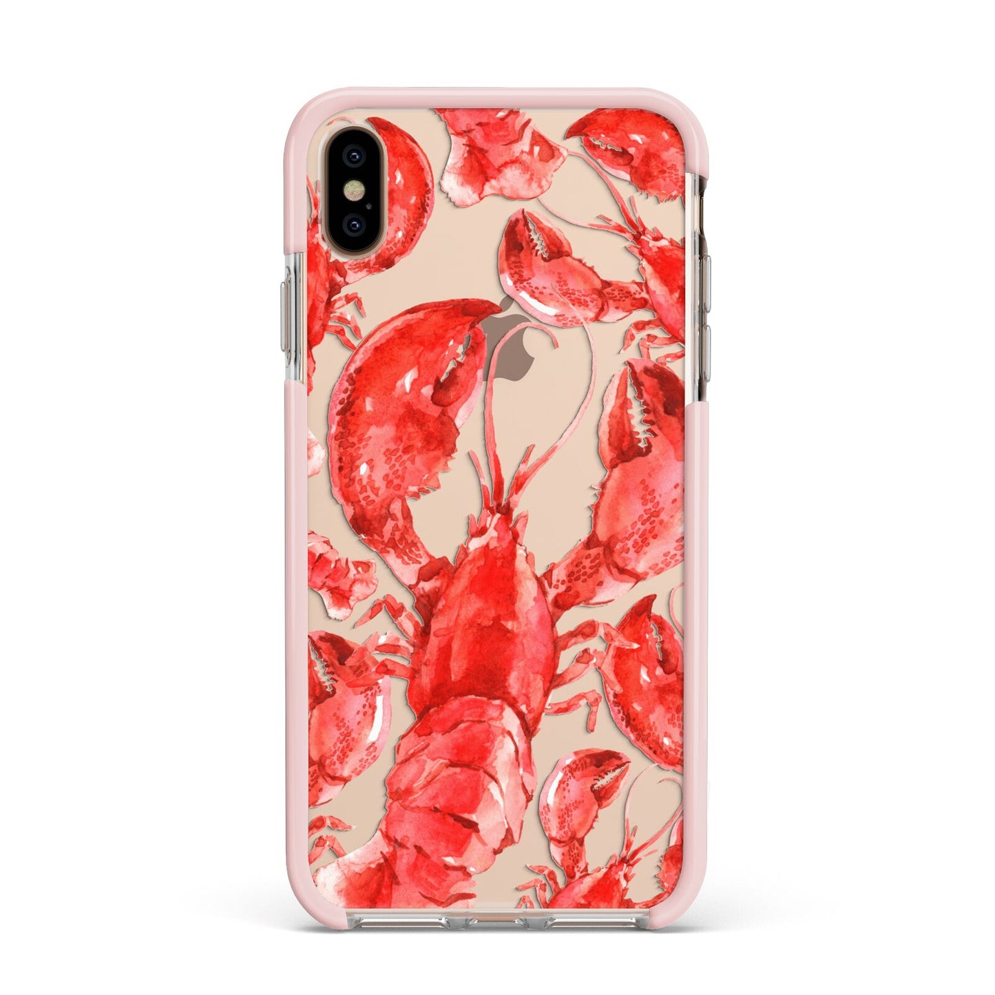 Lobster Apple iPhone Xs Max Impact Case Pink Edge on Gold Phone