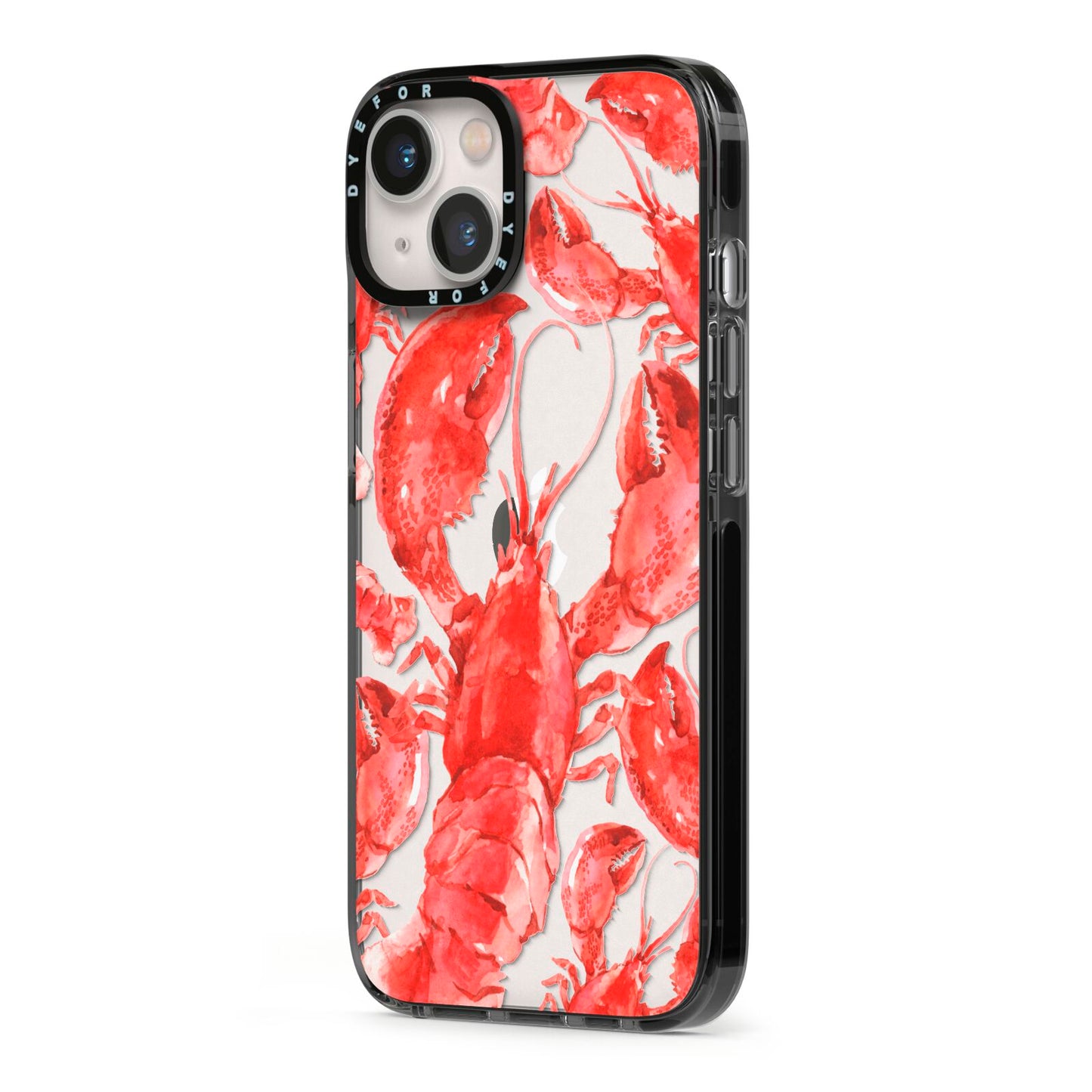 Lobster iPhone 13 Black Impact Case Side Angle on Silver phone