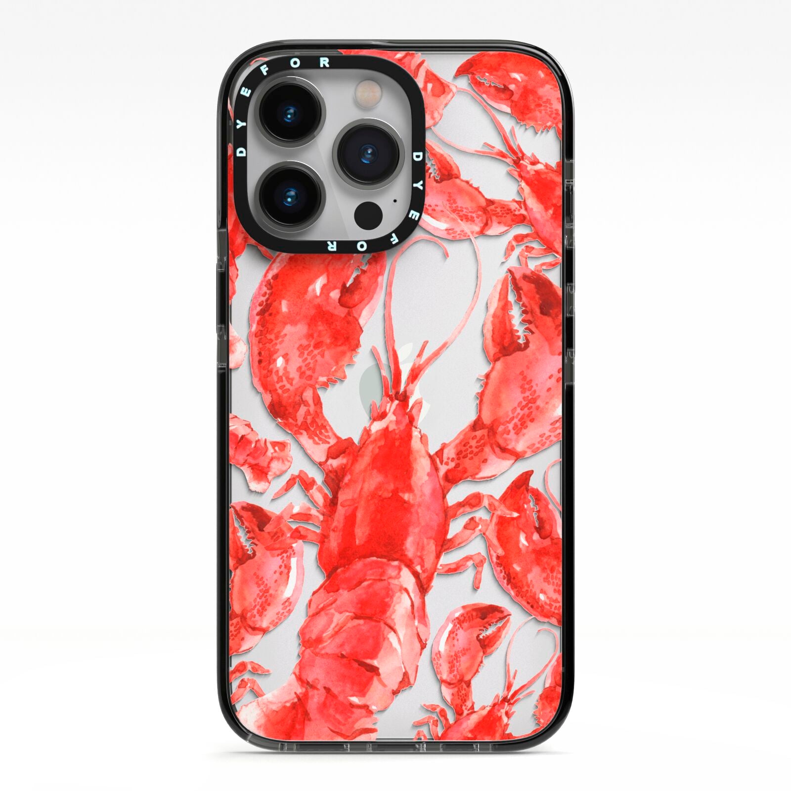 Lobster iPhone 13 Pro Black Impact Case on Silver phone