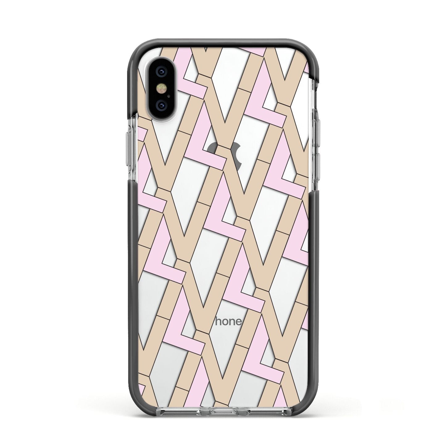 Logo Apple iPhone Xs Impact Case Black Edge on Silver Phone