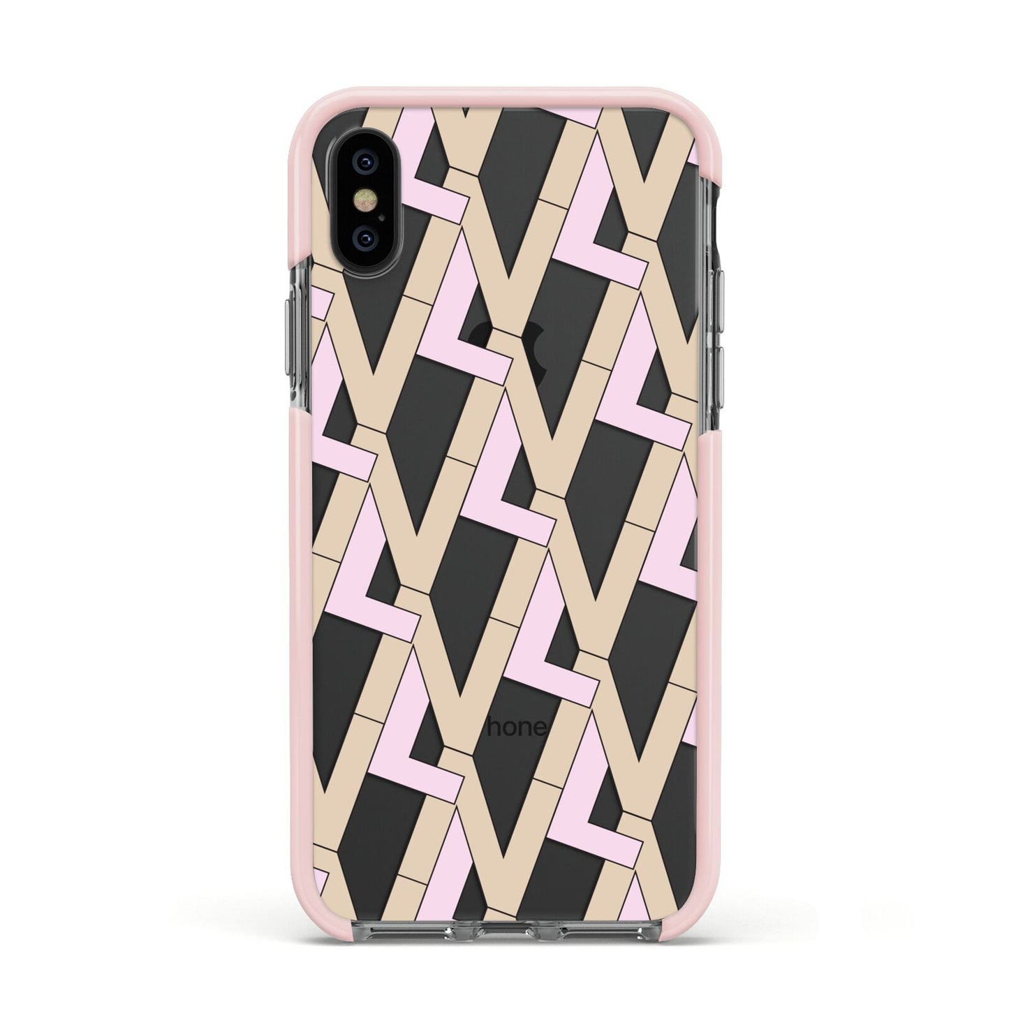 Logo Apple iPhone Xs Impact Case Pink Edge on Black Phone