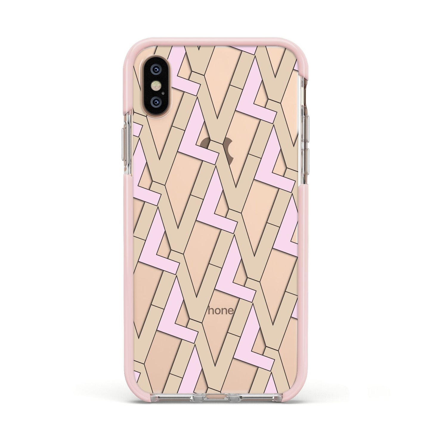Logo Apple iPhone Xs Impact Case Pink Edge on Gold Phone