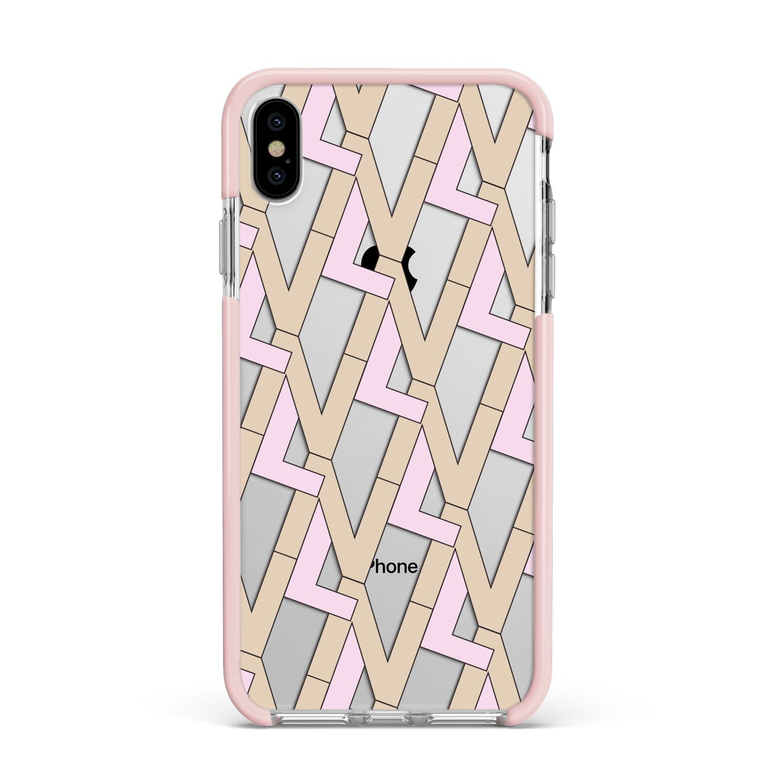 Logo Apple iPhone Xs Max Impact Case Pink Edge on Silver Phone