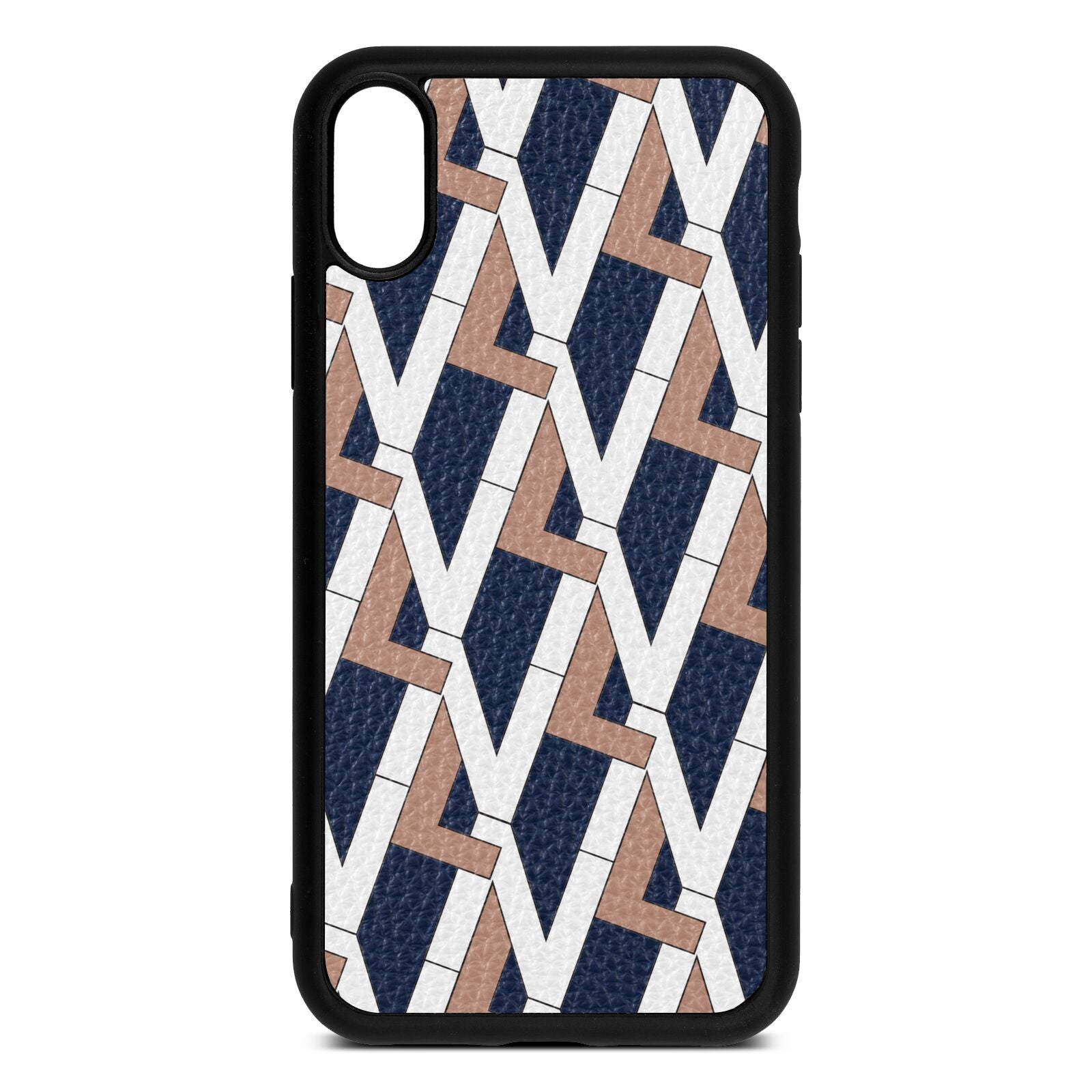 Logo Navy Blue Pebble Leather iPhone Xr Case
