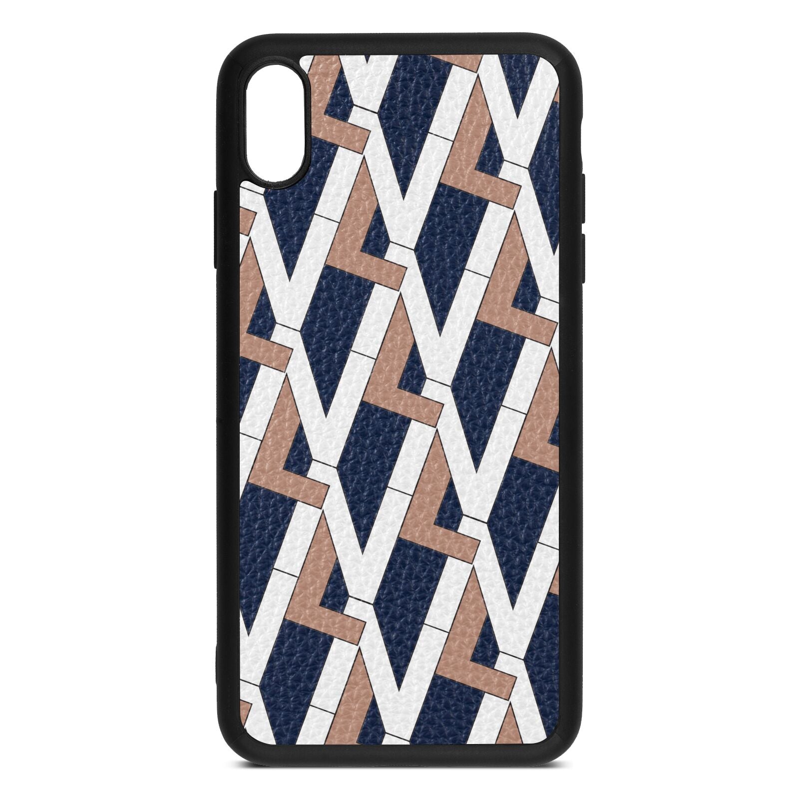Logo Navy Blue Pebble Leather iPhone Xs Max Case