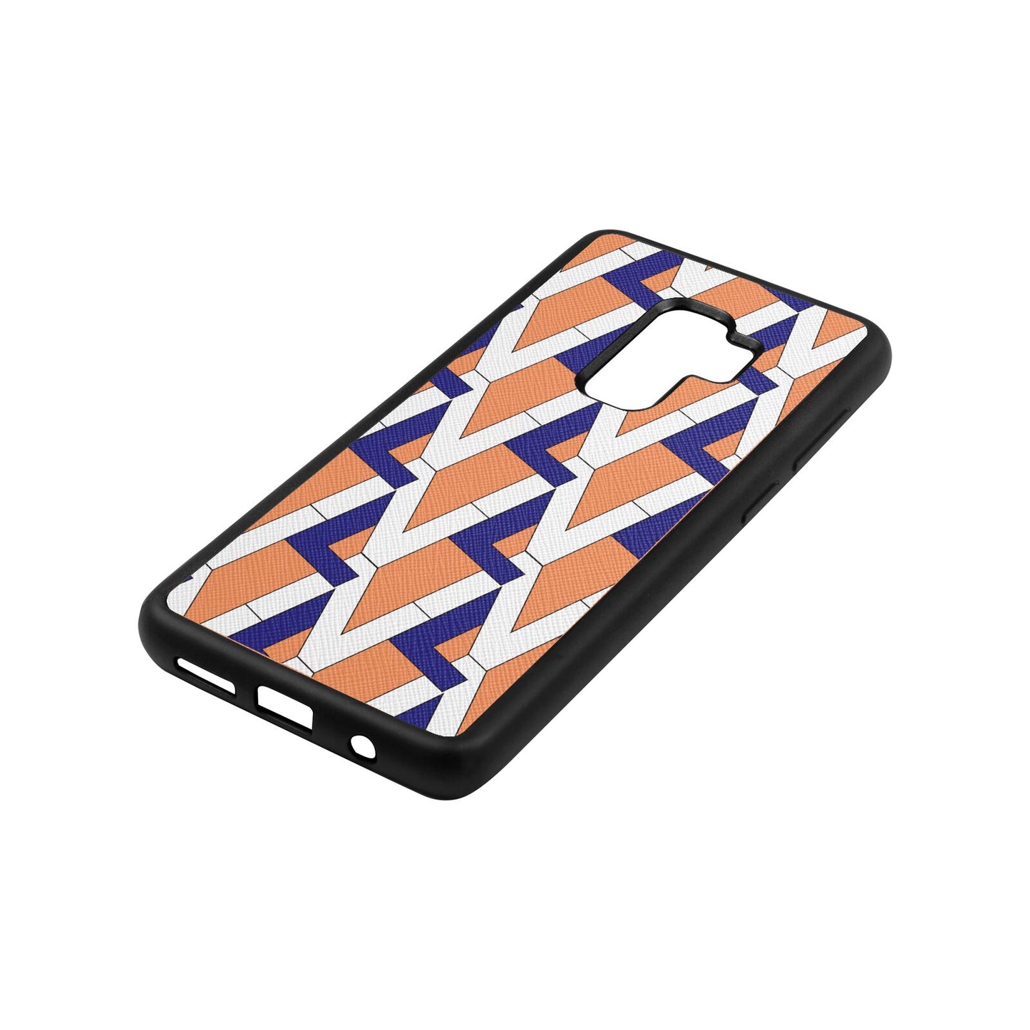 Logo Orange Saffiano Leather Samsung S9 Plus Case Side Angle