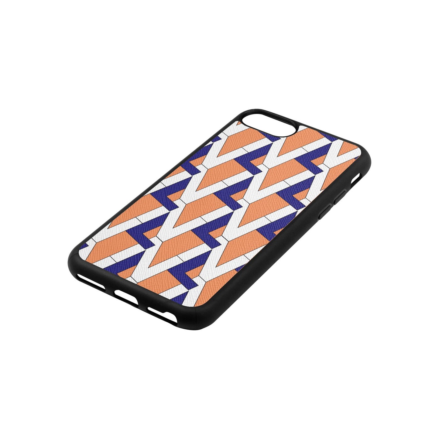 Logo Orange Saffiano Leather iPhone 8 Case Side Angle