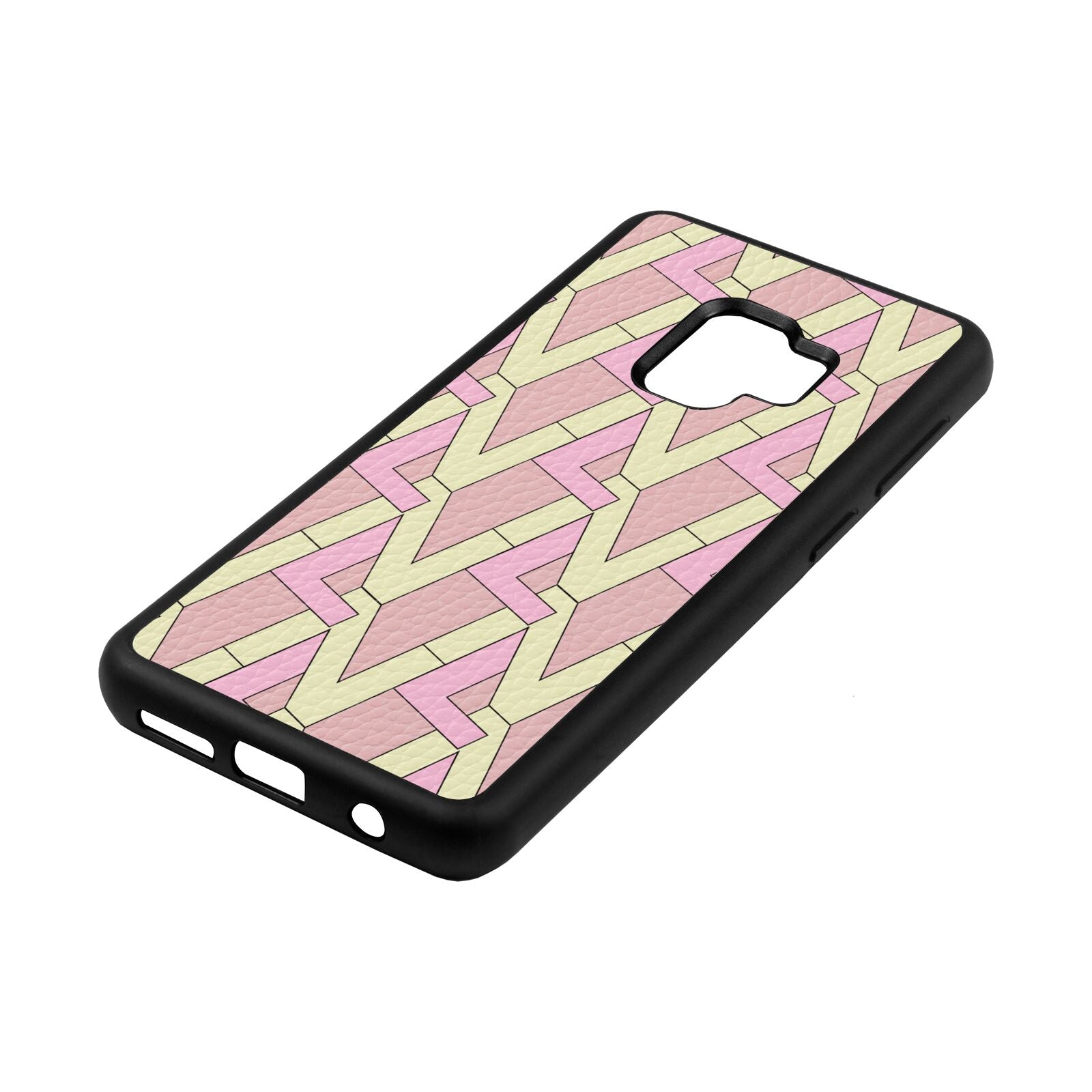 Logo Pink Pebble Leather Samsung S9 Case Side Angle