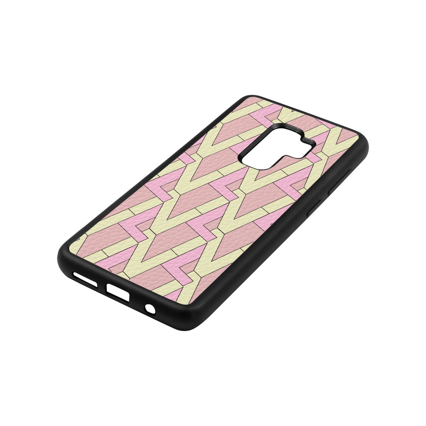 Logo Pink Pebble Leather Samsung S9 Plus Case Side Angle