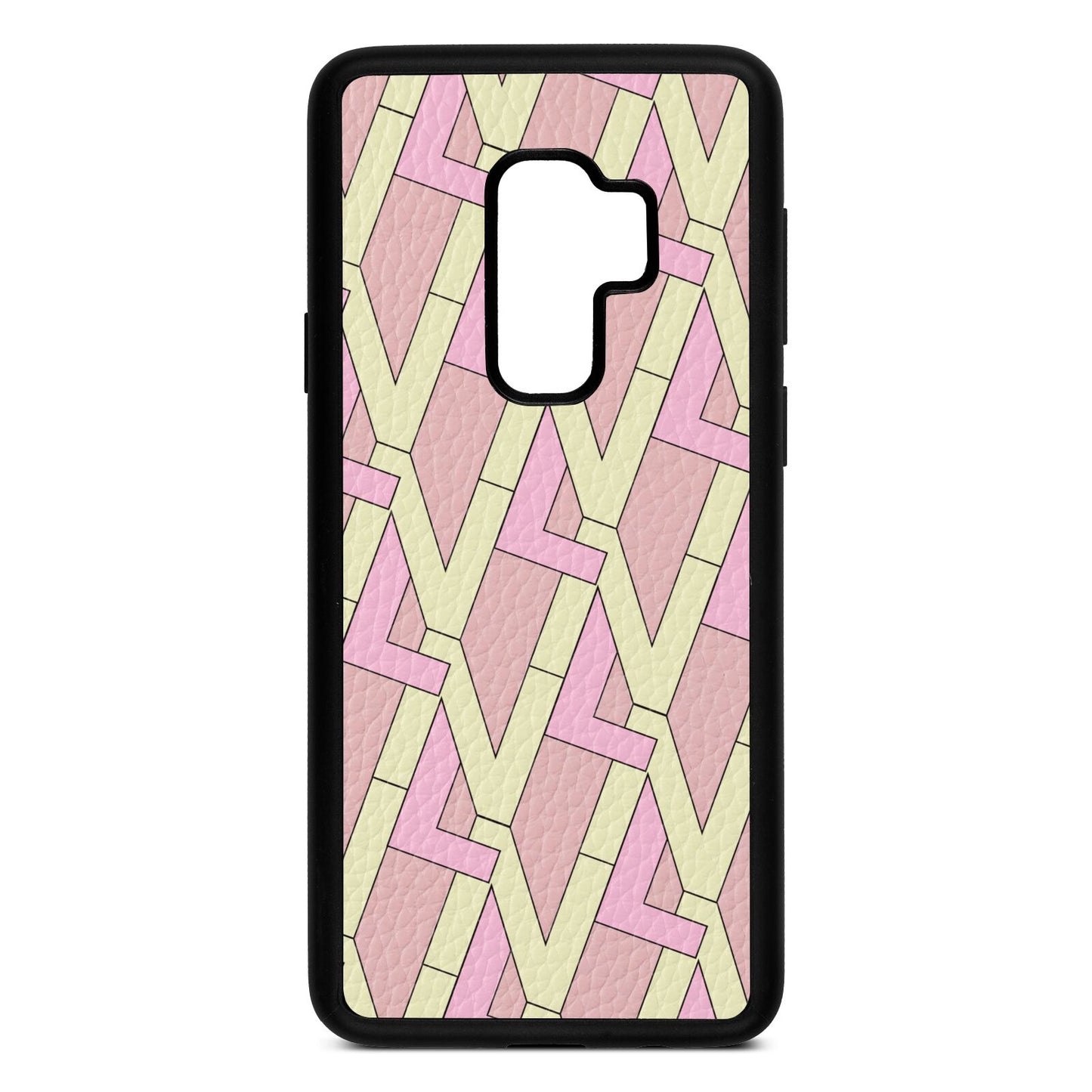 Logo Pink Pebble Leather Samsung S9 Plus Case