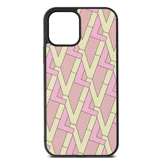 Logo Pink Pebble Leather iPhone 12 Case
