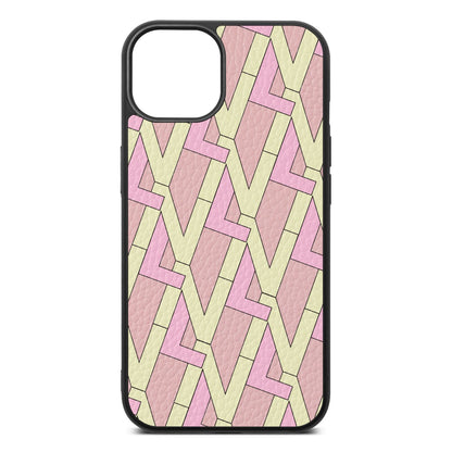 Logo Pink Pebble Leather iPhone 13 Case