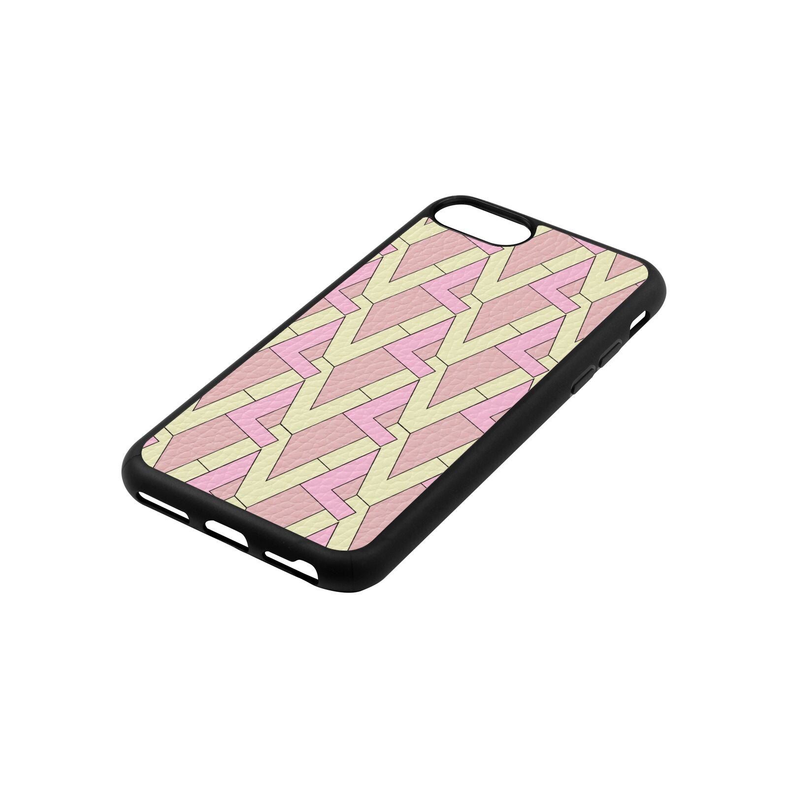 Logo Pink Pebble Leather iPhone 8 Case Side Angle