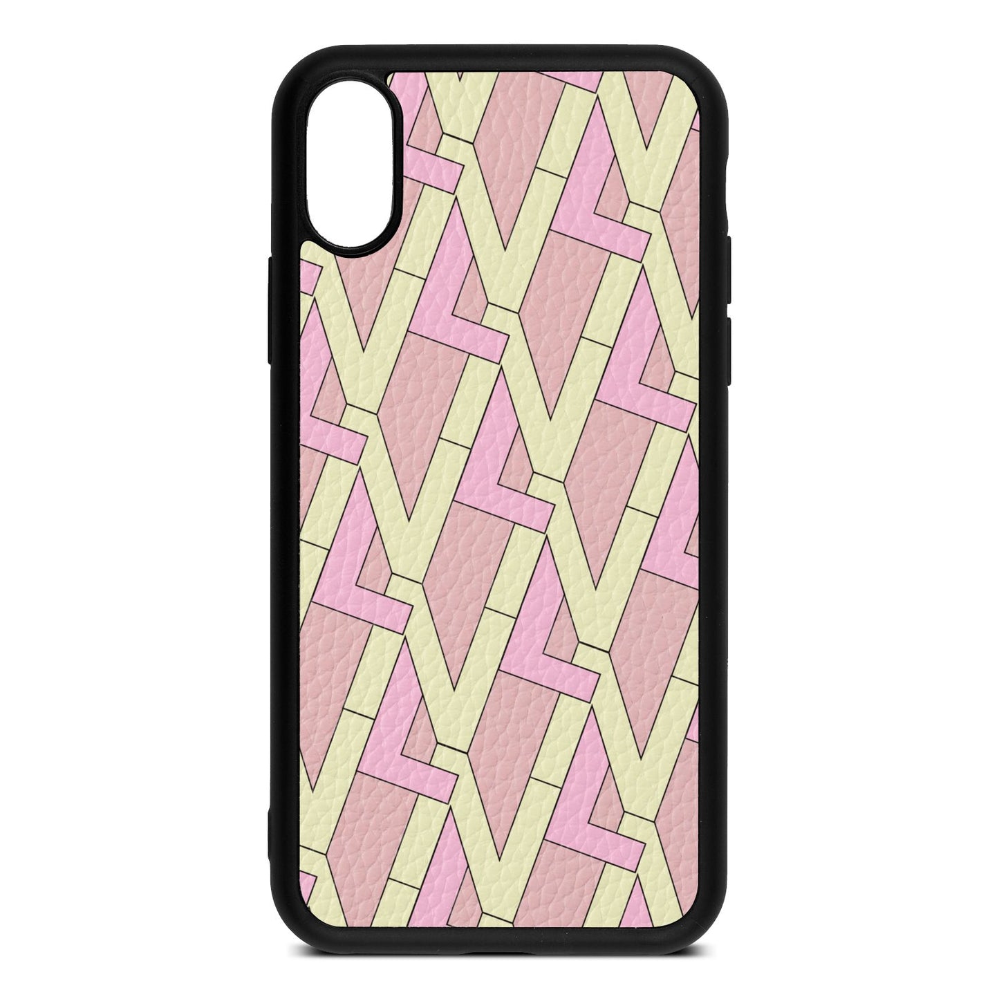 Logo Pink Pebble Leather iPhone Xs Case