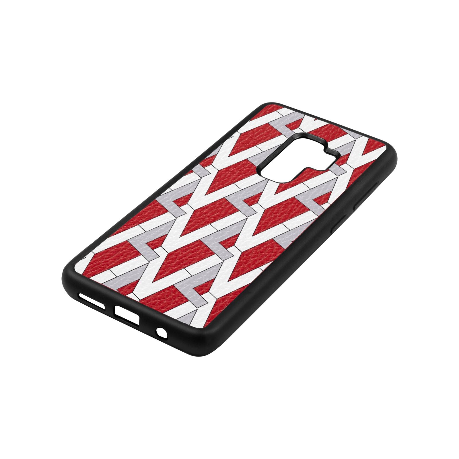 Logo Red Pebble Leather Samsung S9 Plus Case Side Angle