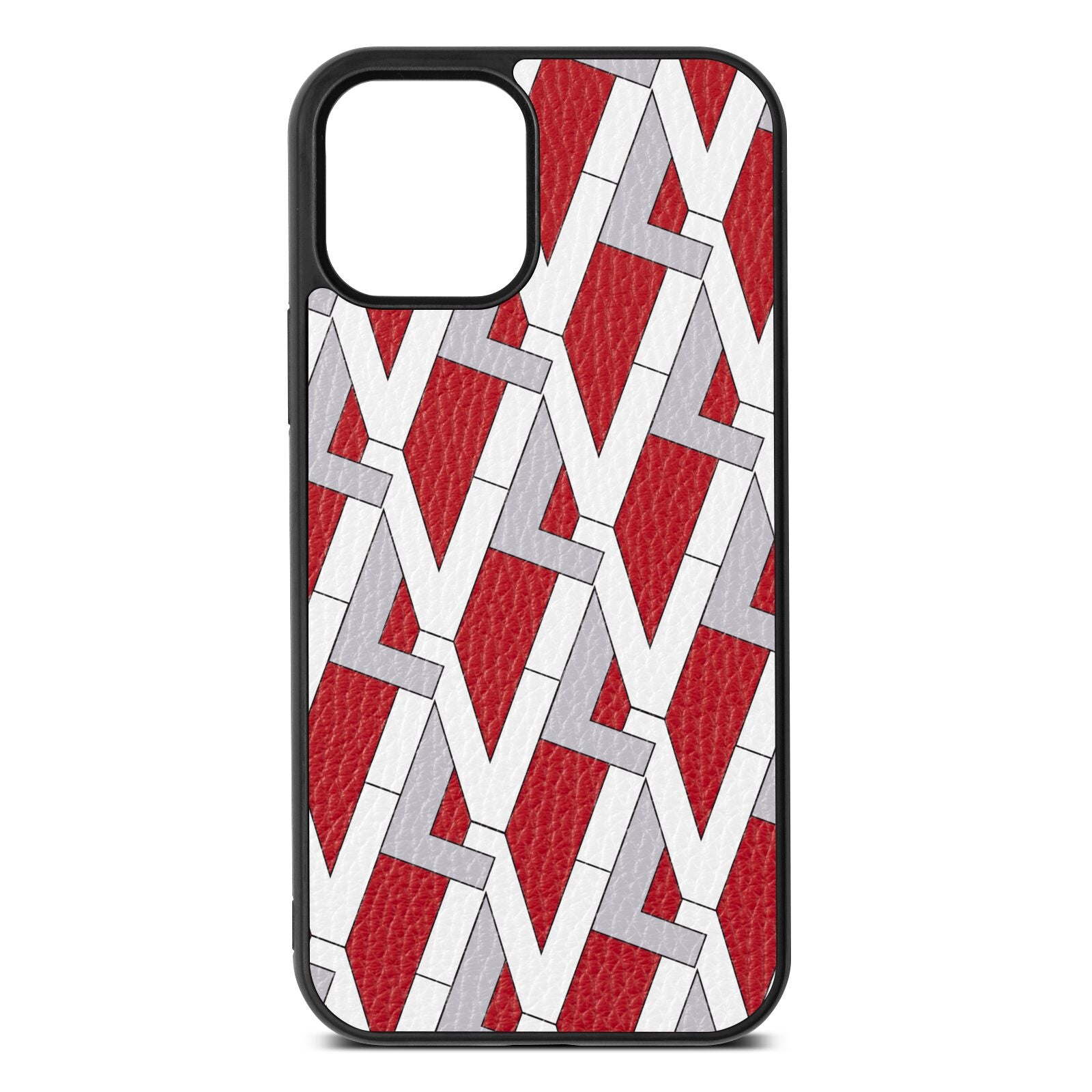 Logo Red Pebble Leather iPhone 12 Case