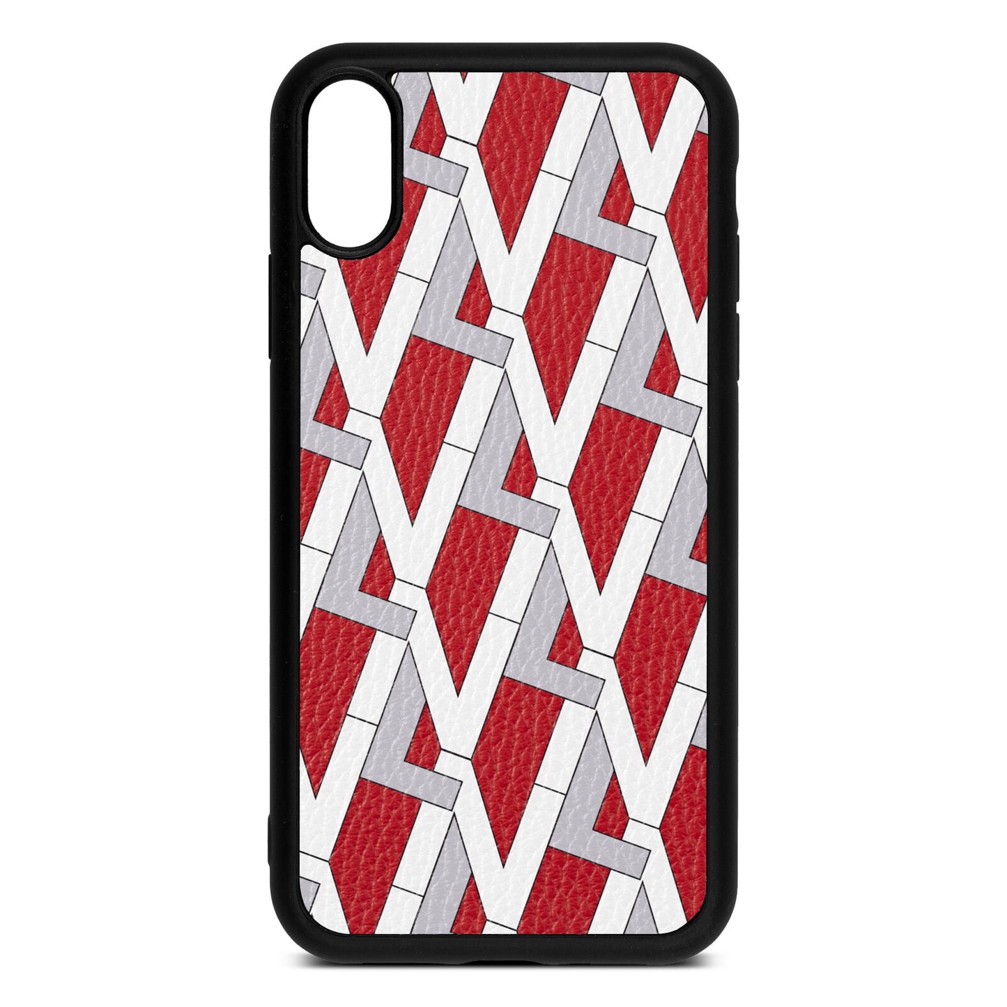 Logo Red Pebble Leather iPhone Xr Case