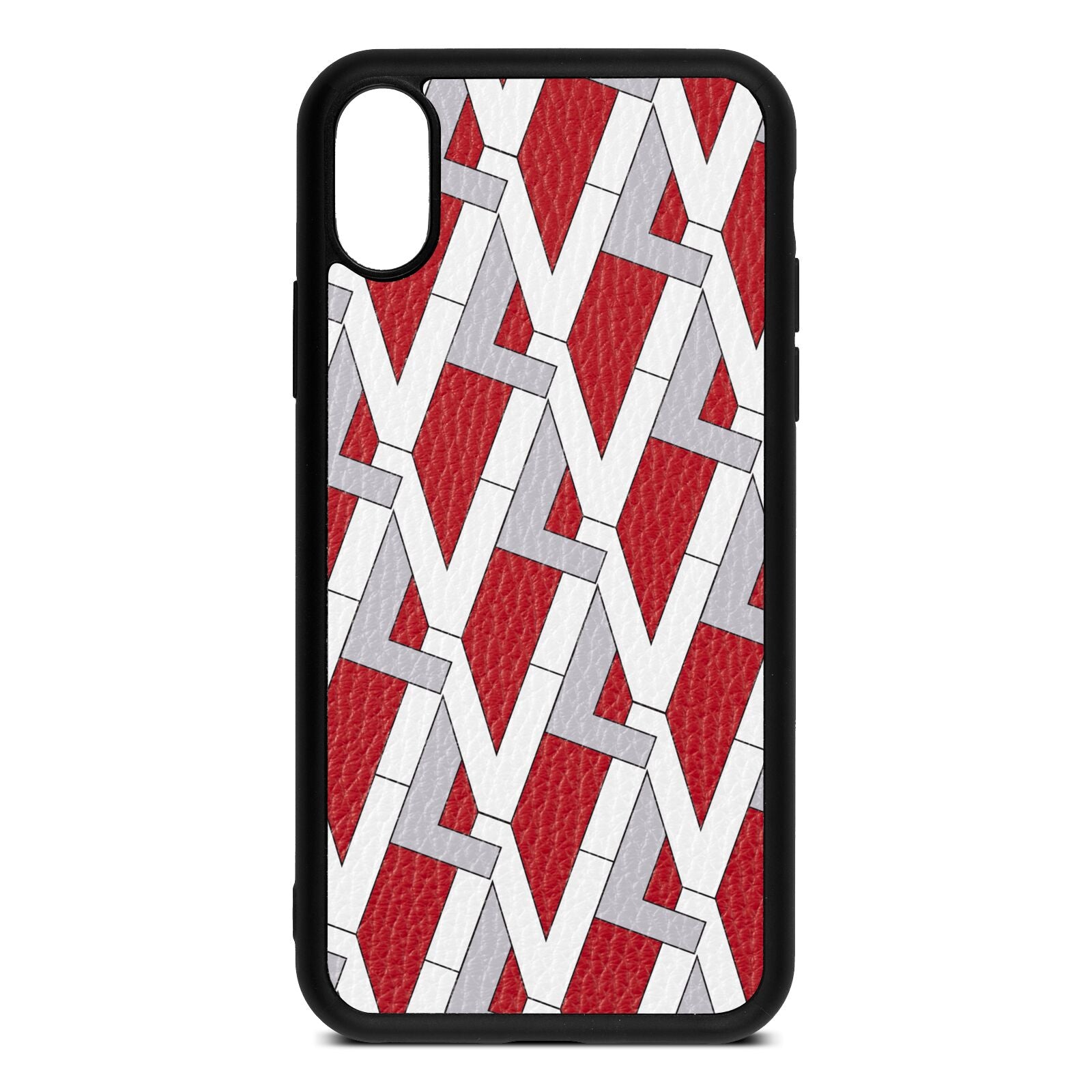 Logo Red Pebble Leather iPhone Xs Case