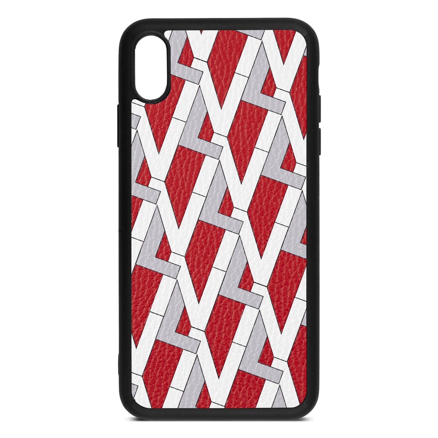 Logo Red Pebble Leather iPhone Xs Max Case