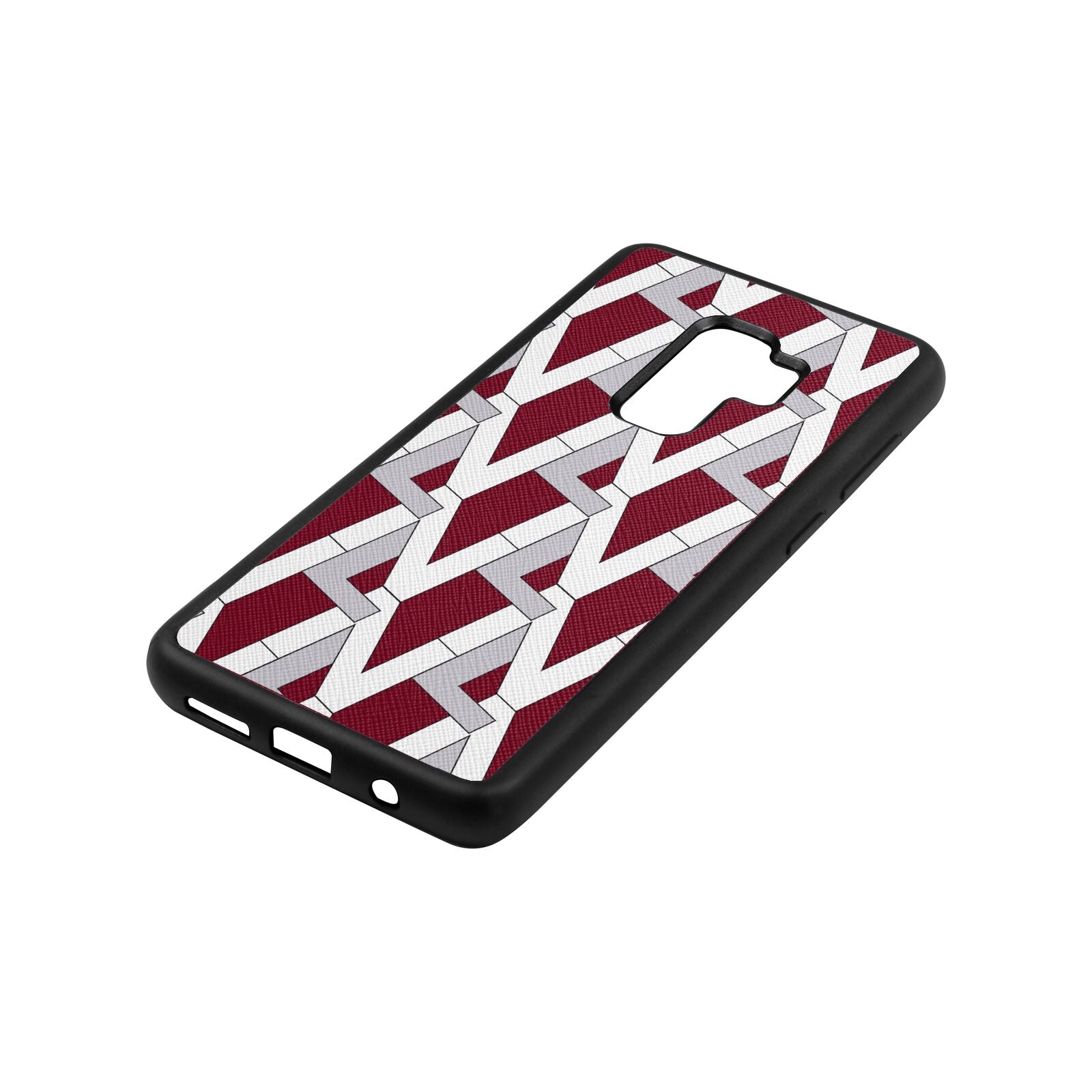 Logo Wine Red Saffiano Leather Samsung S9 Plus Case Side Angle