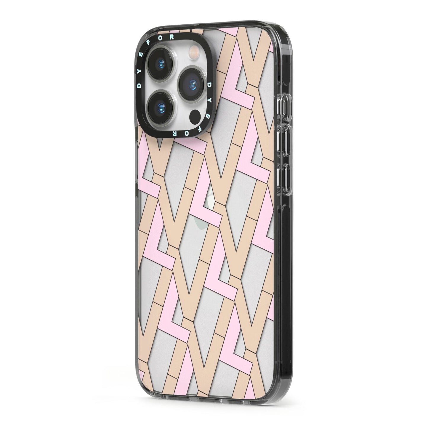 Logo iPhone 13 Pro Black Impact Case Side Angle on Silver phone