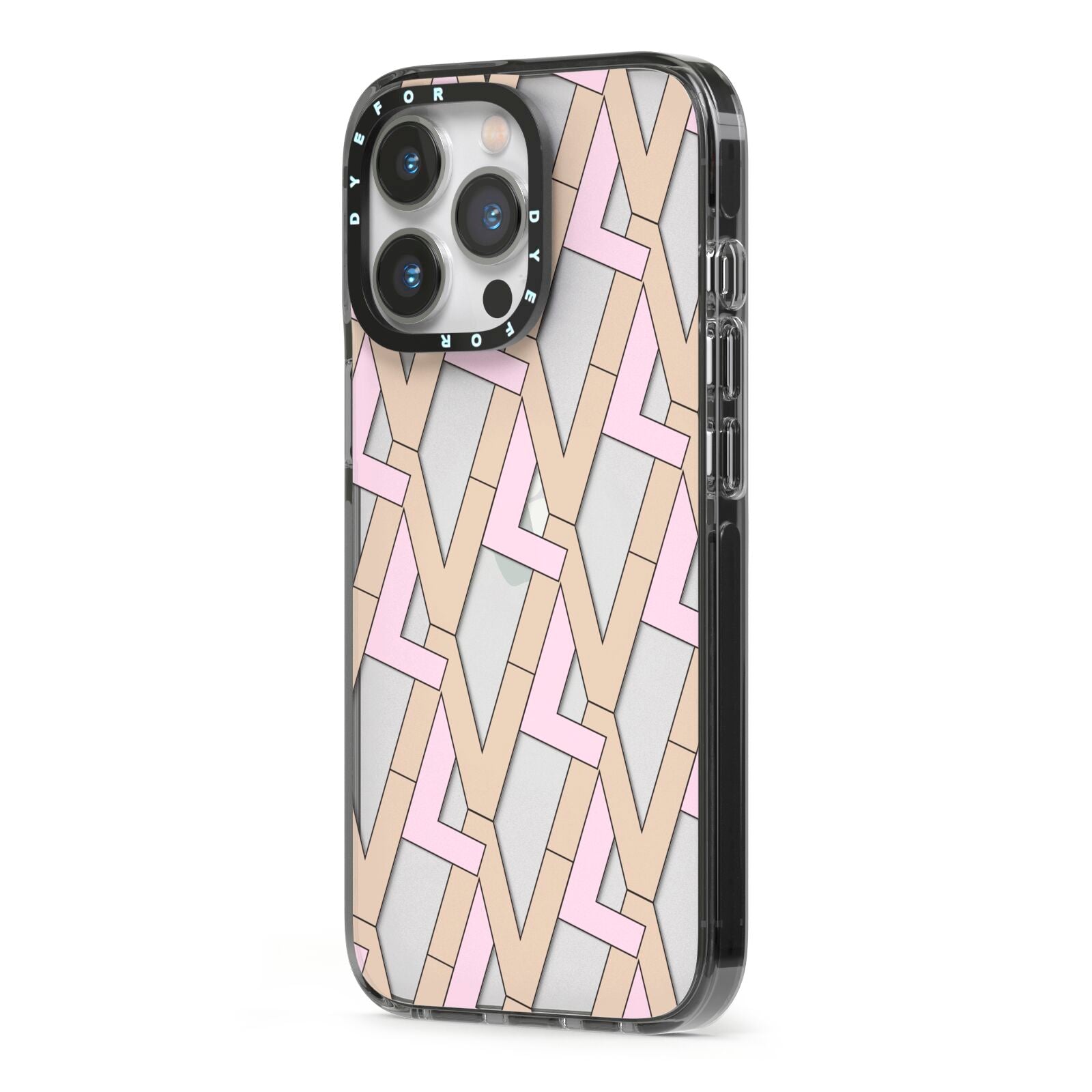 Logo iPhone 13 Pro Black Impact Case Side Angle on Silver phone