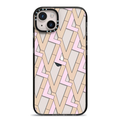 Logo iPhone 14 Plus Black Impact Case on Silver phone