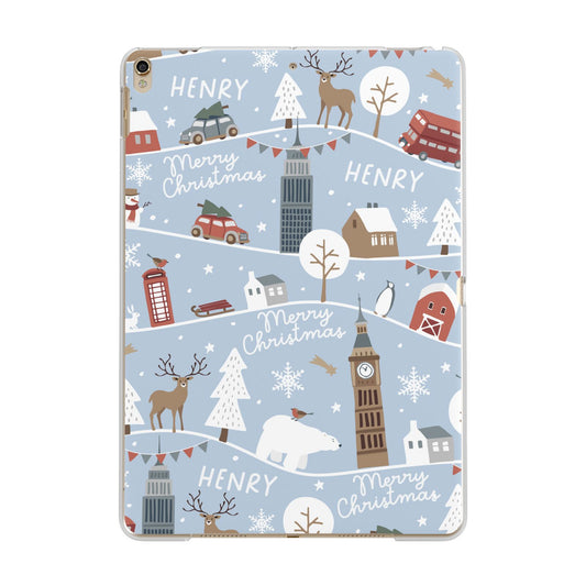 London Christmas Scene Personalised Apple iPad Gold Case