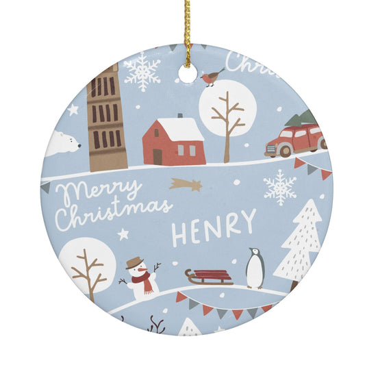 London Christmas Scene Personalised Circle Decoration