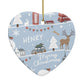 London Christmas Scene Personalised Heart Decoration Back Image