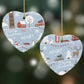 London Christmas Scene Personalised Heart Decoration on Christmas Background