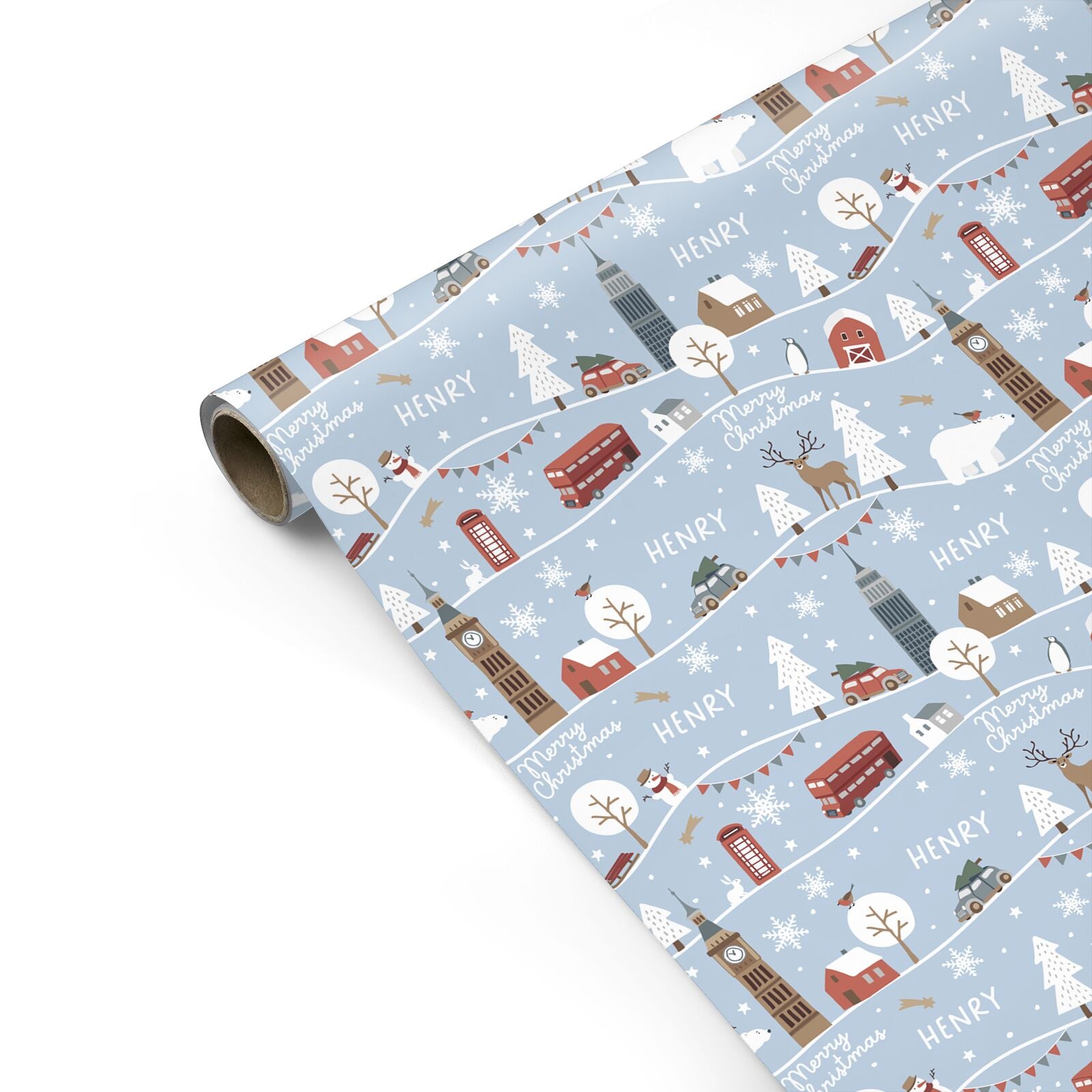 London Christmas Scene Personalised Personalised Gift Wrap